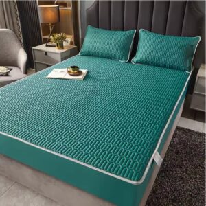 Natural Latex Summer Cooling Mat – Thickened Ice Silk Mattress Cover with Pillowcase